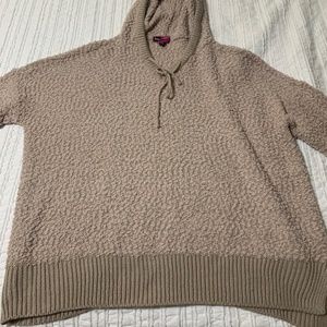 SayWhat Popcorn Knit Hooded V-Neck Sweater